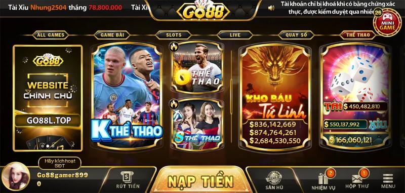 the thao go88 Hệ thống cá cược của Go88 vô cùng phong phú